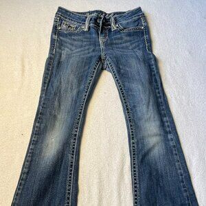 Grace in LA Girls Jeans Size 8 Rhinestone Embellished Flare Denim Distress